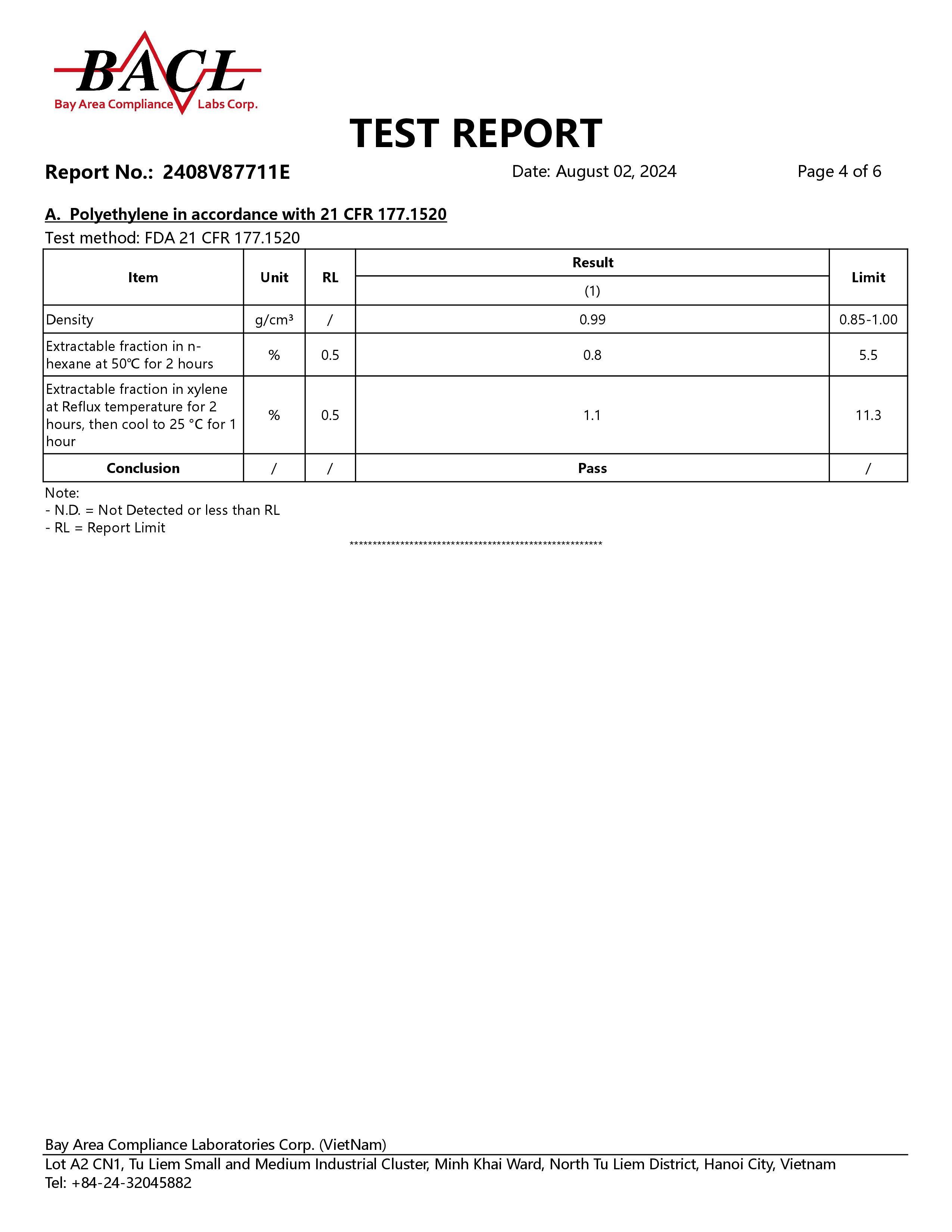 FDA Safety Certificate