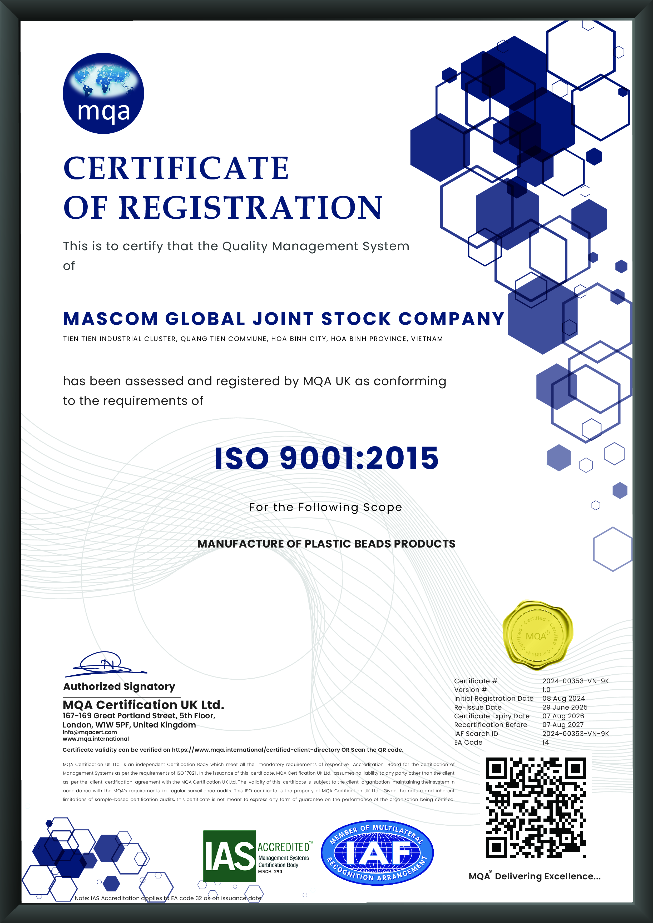 ISO 9001:2015 Certificate